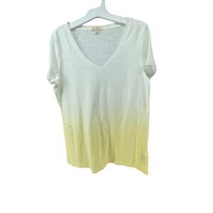 Ultra Flirt White Yellow Ombre Dip Dye Short Sleeve Top Women's Size Small